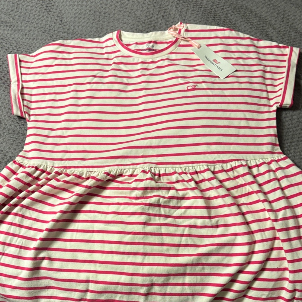 Vineyard Vines Pink and White Striped Kids Casual Dress